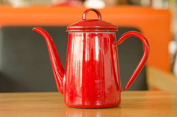 istock Red pot of hot water. 539655458