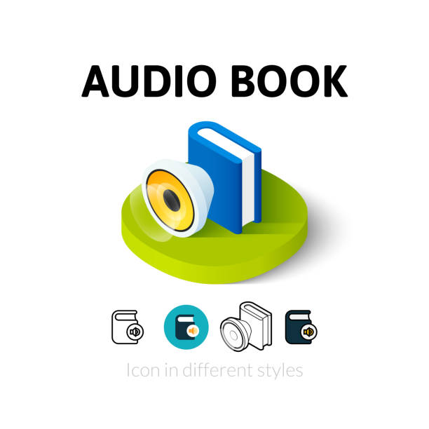 illustrazioni stock, clip art, cartoni animati e icone di tendenza di icona audio libro in stile diverso - sports backgrounds audio