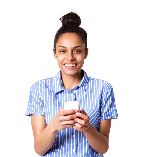 istock Beautiful young woman with cellphone 539656164