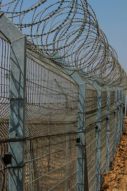 Border fence between Israel and the Gaza Strip stock photo