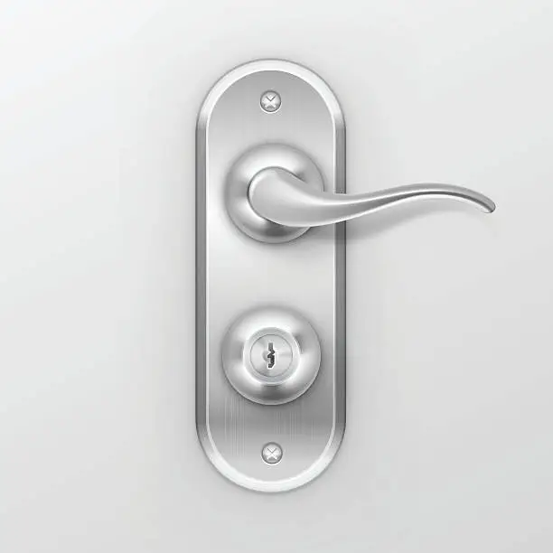 Vector illustration of Vector Metal Door Handle Lock Isolated on Background