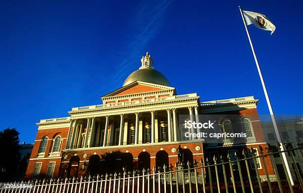 Boston Massachusetts State House Capitol Beacon Hill Bright Sunny Day Stock Photo - Download Image Now