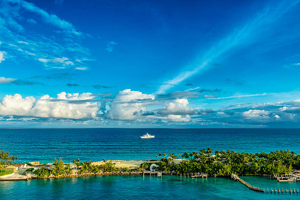 Yaht near Nassau, Bahama Islands stock photo