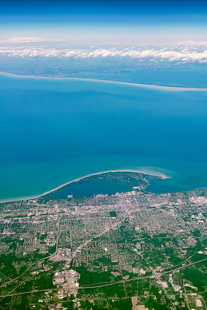Flight over the Lake Erie, North America