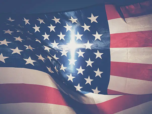 A radiant looking backlit American flag (stock image)