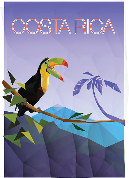 저해상-폴리 코스타리카 여행 포스터 - costa rica stock illustrations