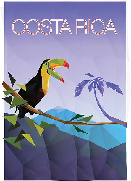 Vector illustration of Low-Poly Costa Rica Travel Poster