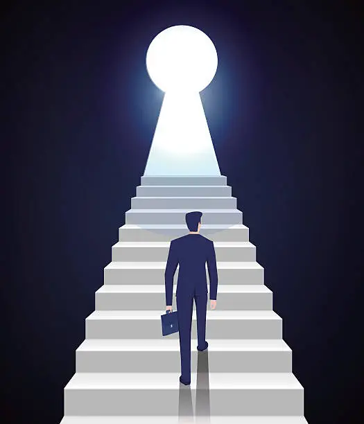 Vector illustration of businessman climbing