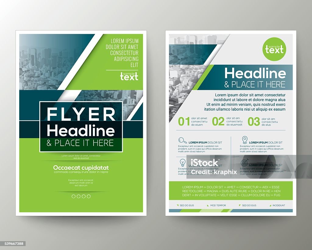 Green and Blue Geometric Poster Brochure Flyer design template layout Green and Blue Geometric background Poster Brochure Flyer leaflet design Layout vector template in A4 size Template stock vector