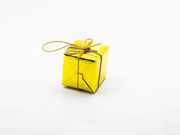 istock Gold gift box christmas isolated on white background. 539674440