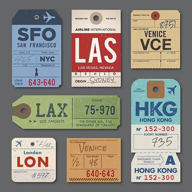 Vector illustration of Vintage Luggage Tags