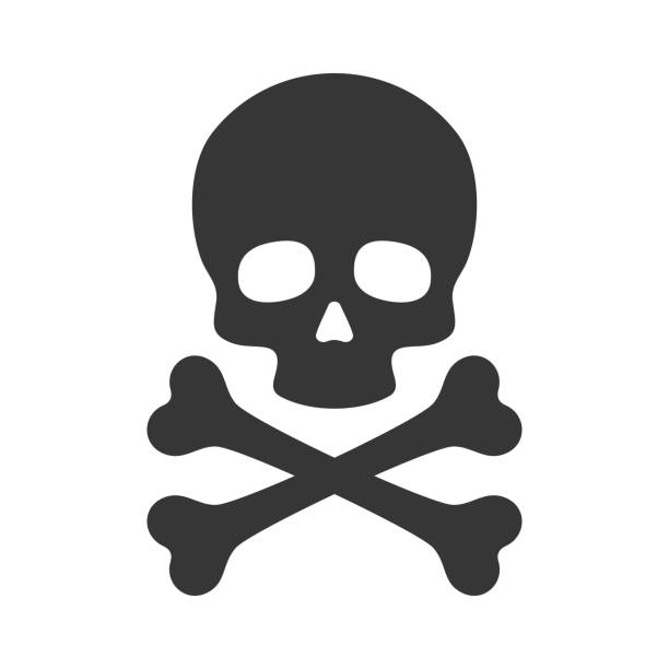 czaszka i piszczele ikona na białym tle. grafika wektorowa - toxic substance stock illustrations