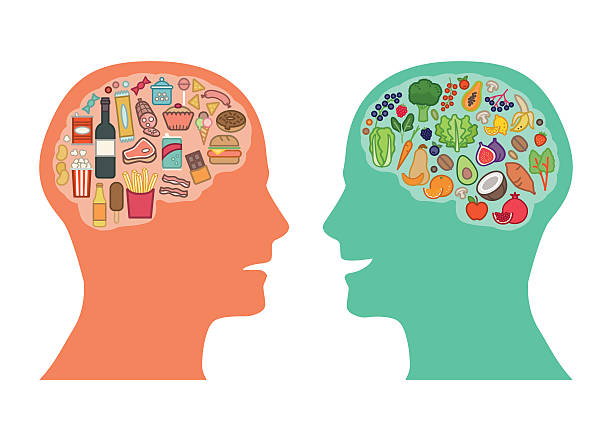 ilustrações, clipart, desenhos animados e ícones de melhor comida para cérebro - unhealthy eating