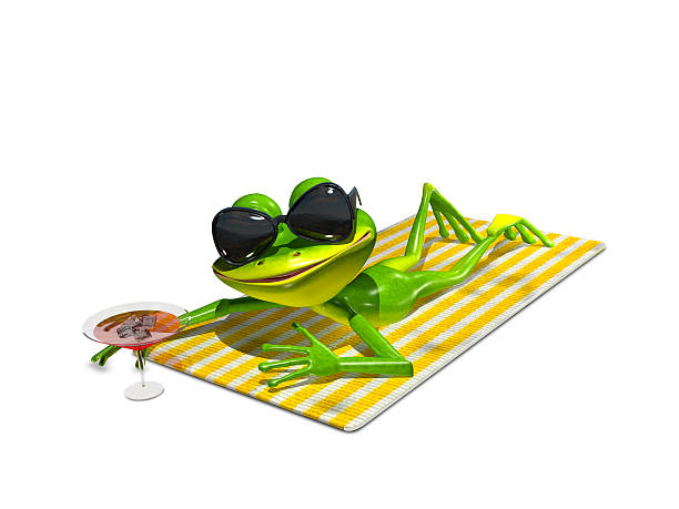 Frog with glasses on a towel