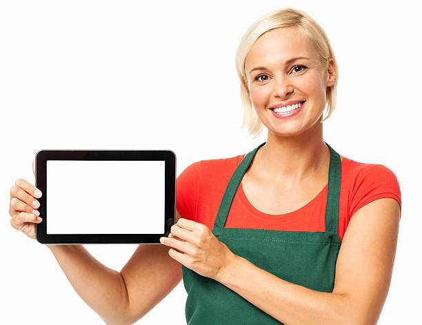 istock Florist Holding Digital Tablet Against White Background 539684764