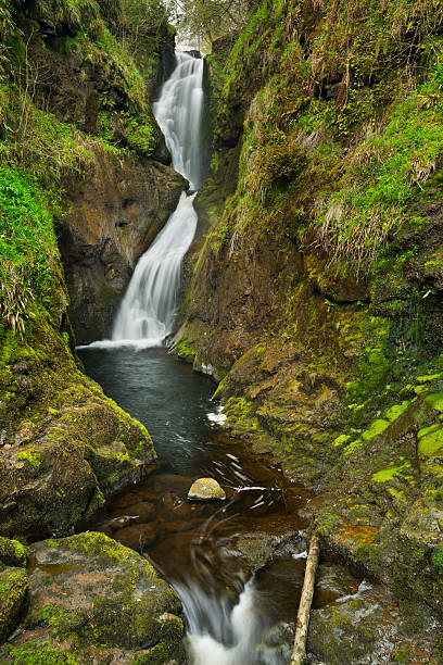 滝のグレナリフ森林公園で北アイルランド - nobody non urban scene long exposure county antrim ストックフォトと画像