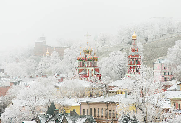 Winter City in Russia View of the church in the winter nizhny novgorod stock pictures, royalty-free photos & images