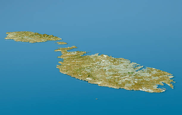 istock Malta Topographic Map 3D Landscape View Natural Color 539811426