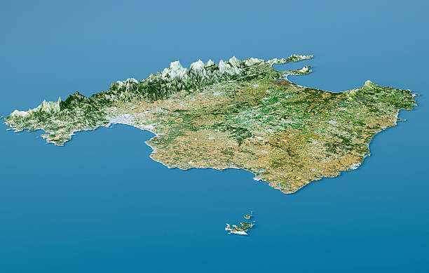 istock Mallorca Topographic Map 3D Landscape View Natural Color 539811494