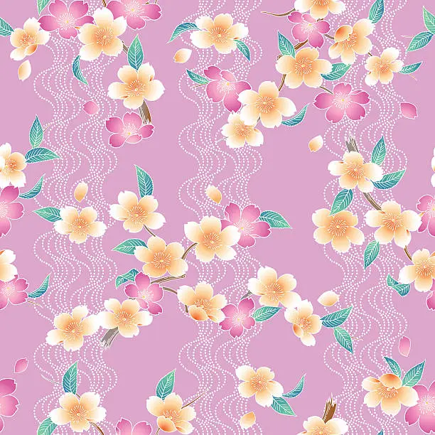 Vector illustration of Cherry blossom pattern