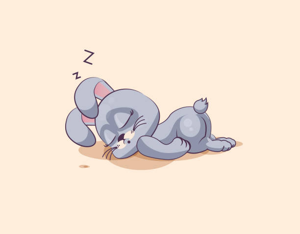 Rabbit17isolated Emoji character cartoon Gray leveret sleeps on the stomach Vector Stock Illustration isolated Emoji character cartoon Gray leveret sleeps on the stomach sticker emoticon for site, info graphic, video, animation, websites, e-mails, newsletters, reports, comics hare and leveret stock illustrations