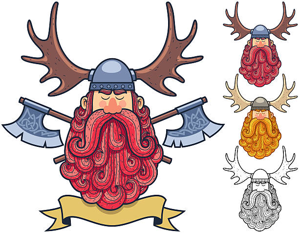 illustrations, cliparts, dessins animés et icônes de portrait viking de deux - viking mascot warrior pirate