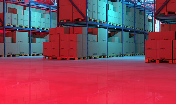 istock Warehouse full of goods and cardboard boxes at illuminated night 539816496