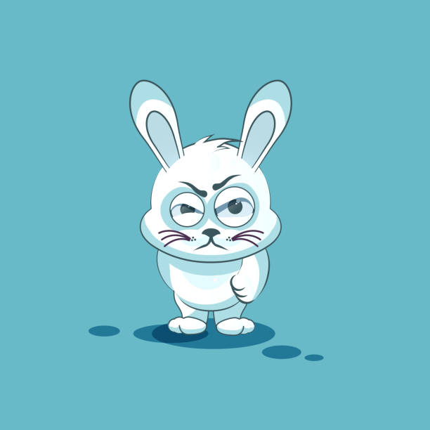 isolated Emoji character cartoon White leveret sticker emoticon with angry Vector Stock Illustration isolated Emoji character cartoon White leveret sticker emoticon with angry emotion for site, info graphic, video, animation, websites, e-mails, newsletters, reports, comics hare and leveret stock illustrations
