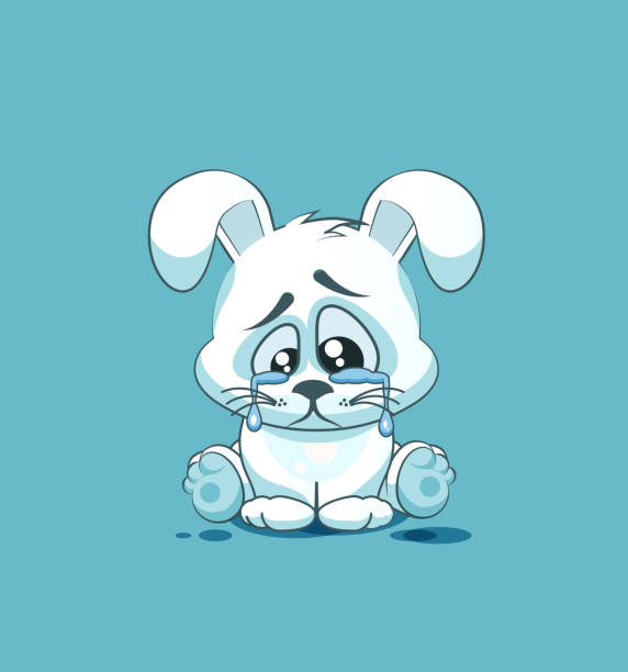 isolated Emoji character cartoon sad and frustrated White leveret crying Vector Stock Illustration isolated Emoji character cartoon sad and frustrated White leveret crying, tears sticker emoticon for site, info graphic, video, animation, websites, e-mails, newsletters, report, comic hare and leveret stock illustrations
