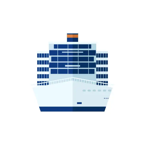 Vector illustration of illustration of cruise ship isolated, front view, on white background