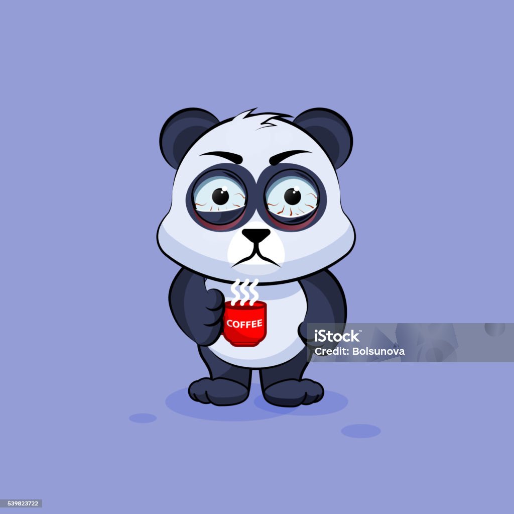 Illustration Isolated Emoji Character Cartoon Panda Nervous With Cup Of  Stock Illustration - Download Image Now - iStock