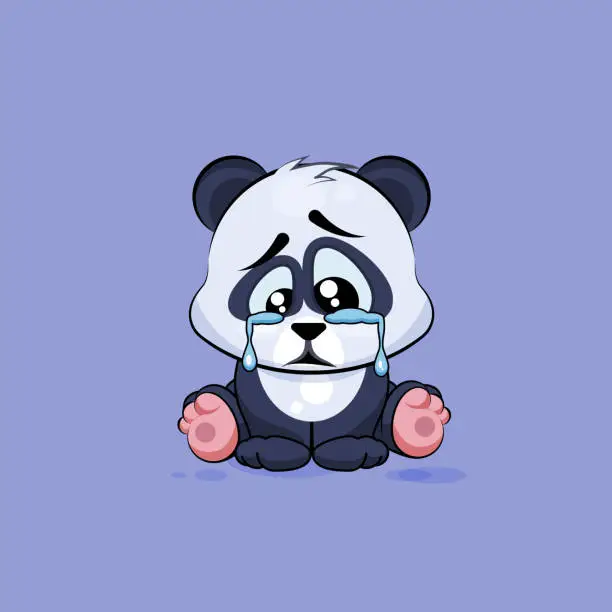 Vector illustration of Illustration isolated Emoji character cartoon sad and frustrated Panda crying