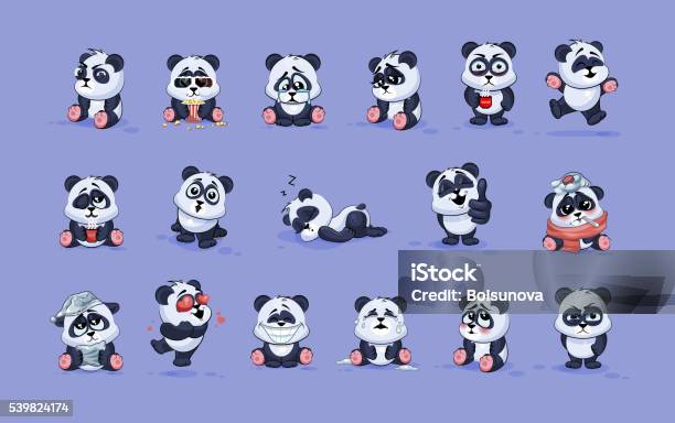 Ilustración de Ilustraciones Aislado Emoji Personaje De Historieta Panda Pegatinas Emoticons Con Diferentes y más Vectores Libres de Derechos de Panda - Animal