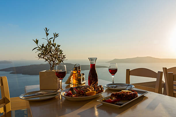 istock Dinner with seafood and red wine 539825402