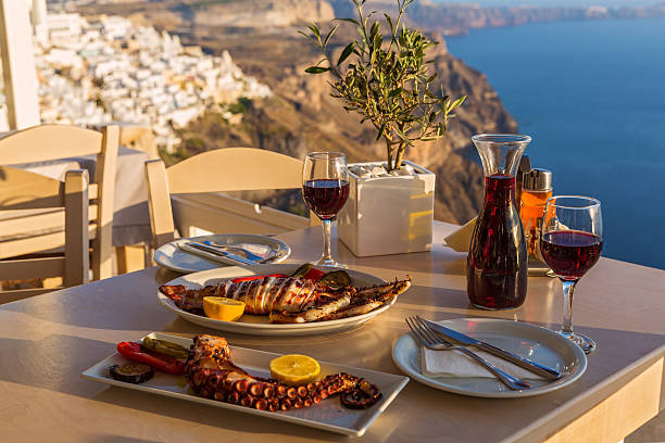 istock Dinner with seafood and red wine 539825476