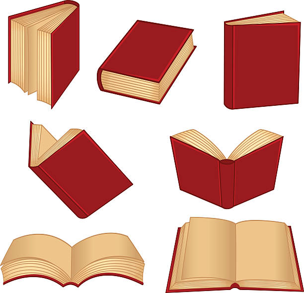 set of isolated red book vector art illustration