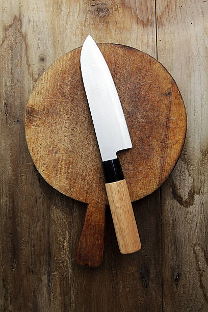 istock japanese Knife on a cutting board on a wooden table 539830010
