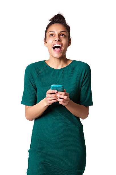 istock Young woman laughing with cellphone 539833436