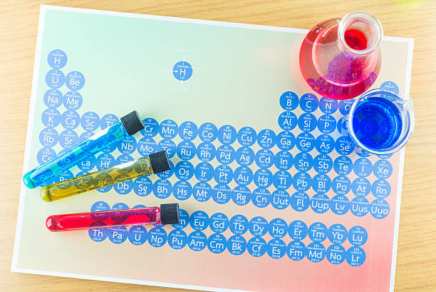 istock Laboratory glassware and periodic table of elements. 539836882
