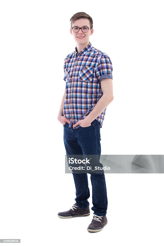 Ganzaufnahme der attraktive Teenager-Jungen isoliert auf weißem - Lizenzfrei Teenager-Alter Stock-Foto