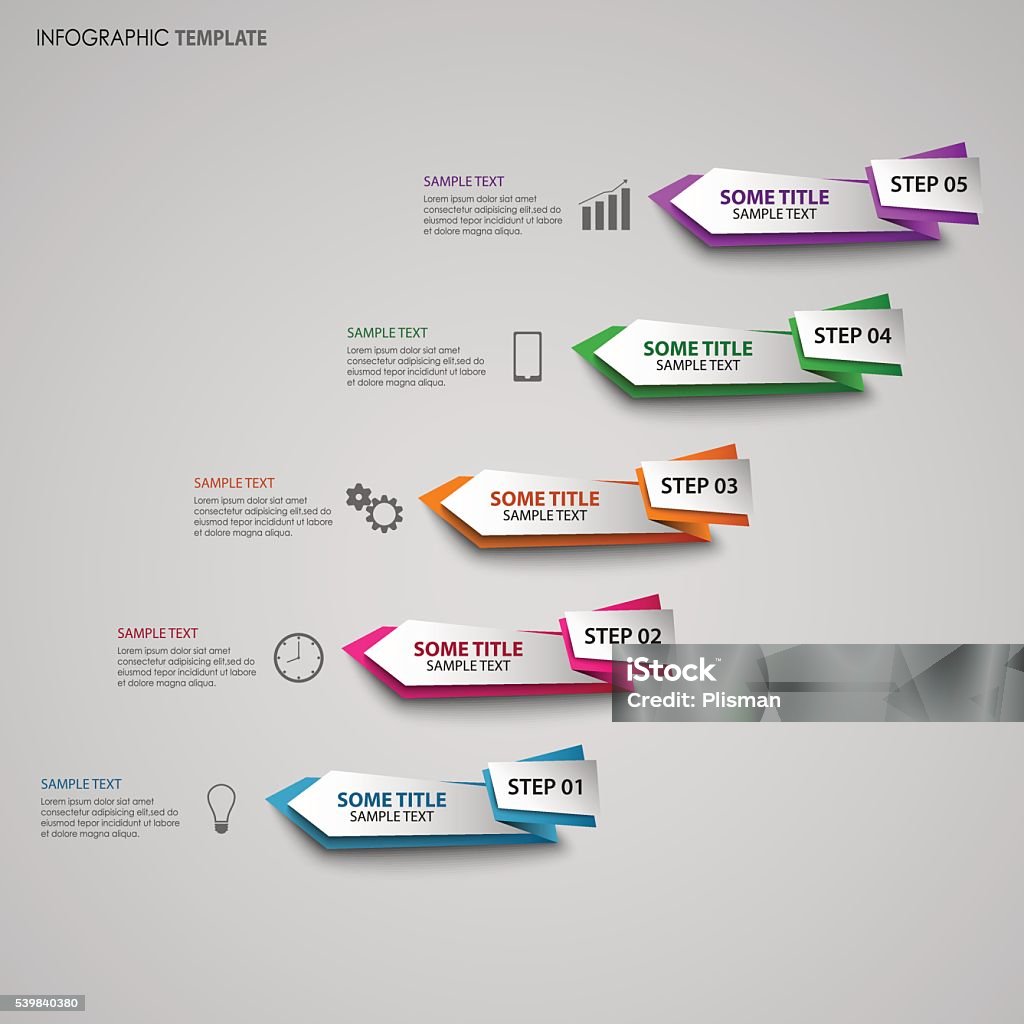 Info Graphic With Colored Folded Design Pointers Template Stock ...