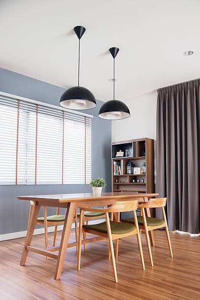 istock dinning table set in cozy dining room with blinds window 539840882