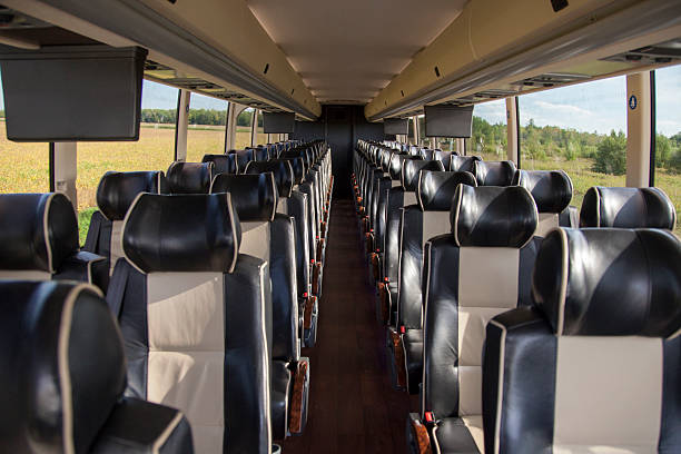 motor coach passenger seats - bus coach bus travel tour bus imagens e fotografias de stock