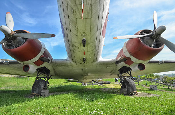 ラジアルエンジンの飛行機 dc -3 - gable ストックフォトと画像