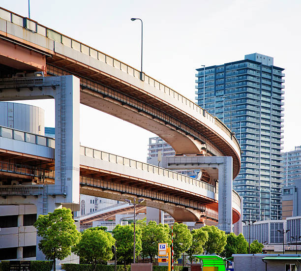 istock Elevated highway turn in Japanese city 539844088