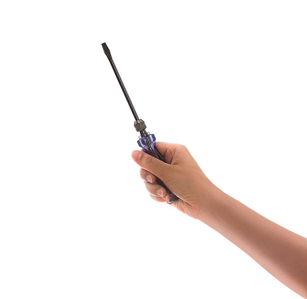 istock woman Hand holding screwdriver on white 539846416