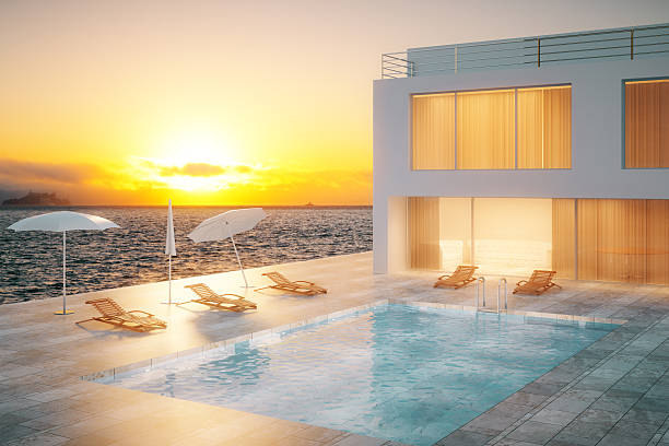 istock Hotel exterior at sunset 539851756