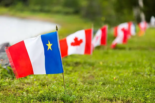 Photo of Acadian and Canadian flags
