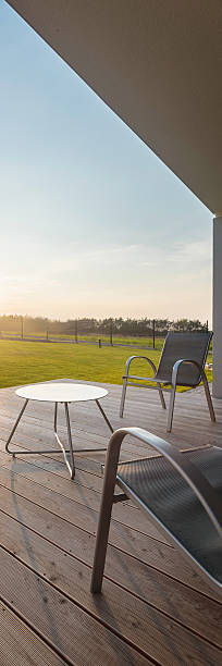 istock Sunset view from the modern patio 539855062