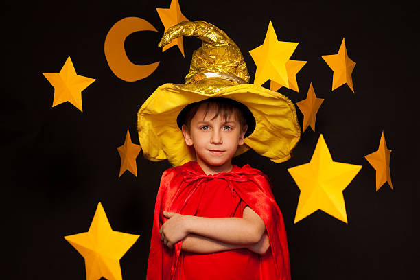 istock Five years old boy in sky watcher costume 539943840